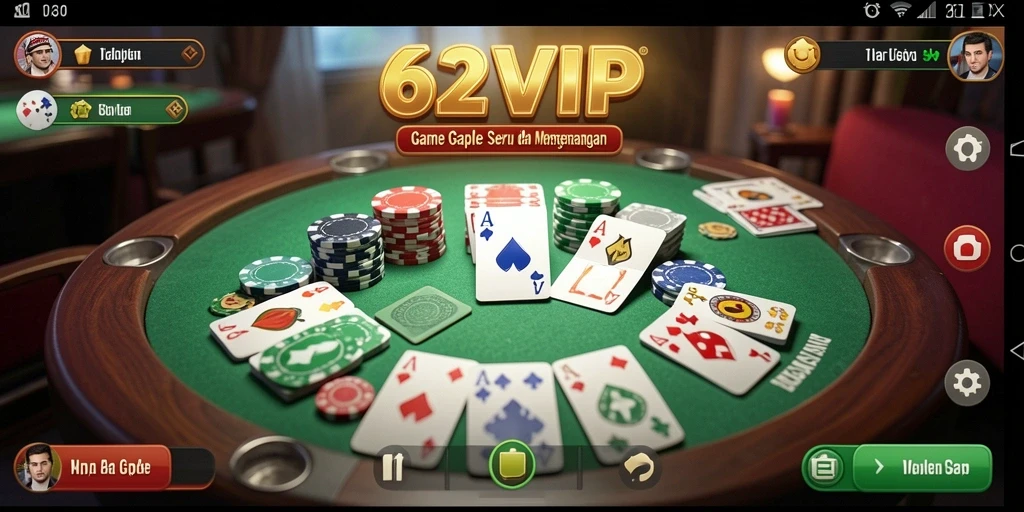Tampilan gameplay seru dalam permainan Gaple 62VIP.