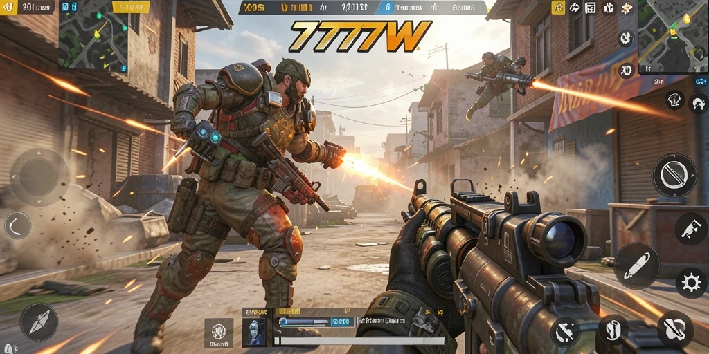 Screenshot gameplay <strong>7777W</strong> yang menunjukkan pertempuran seru dan intens.
