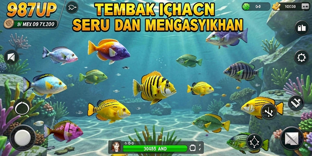 Tampilan menarik dari permainan Tembak Ikan yang mendebarkan di 987UP.