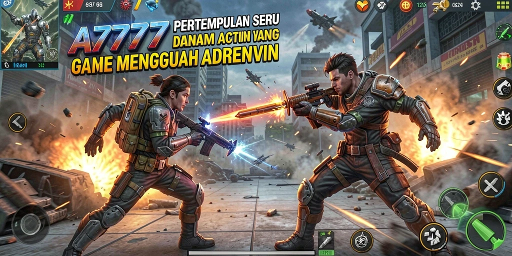 Screenshot A7777 menunjukkan pertarungan seru dan grafis memukau