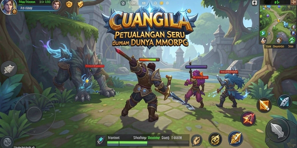 Screenshot utama gameplay <strong>CUANGILA</strong> yang menunjukkan pertarungan epik dalam dunia MMORPG.