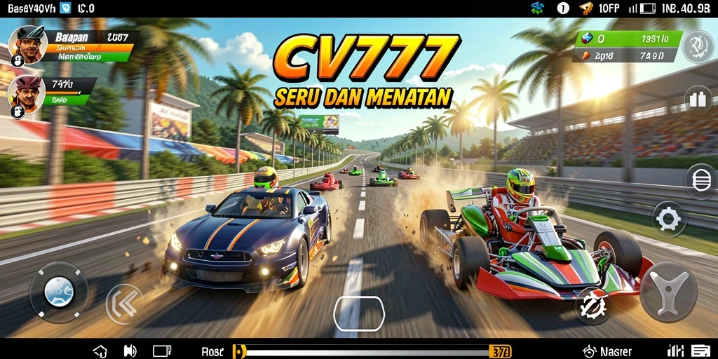 Screenshot gameplay CV777 menampilkan aksi balapan yang mendebarkan.