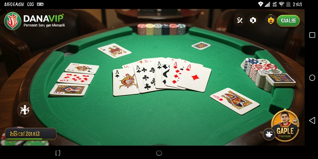 Screenshot gameplay DANAVIP dengan suasana permainan Gaple yang asyik.