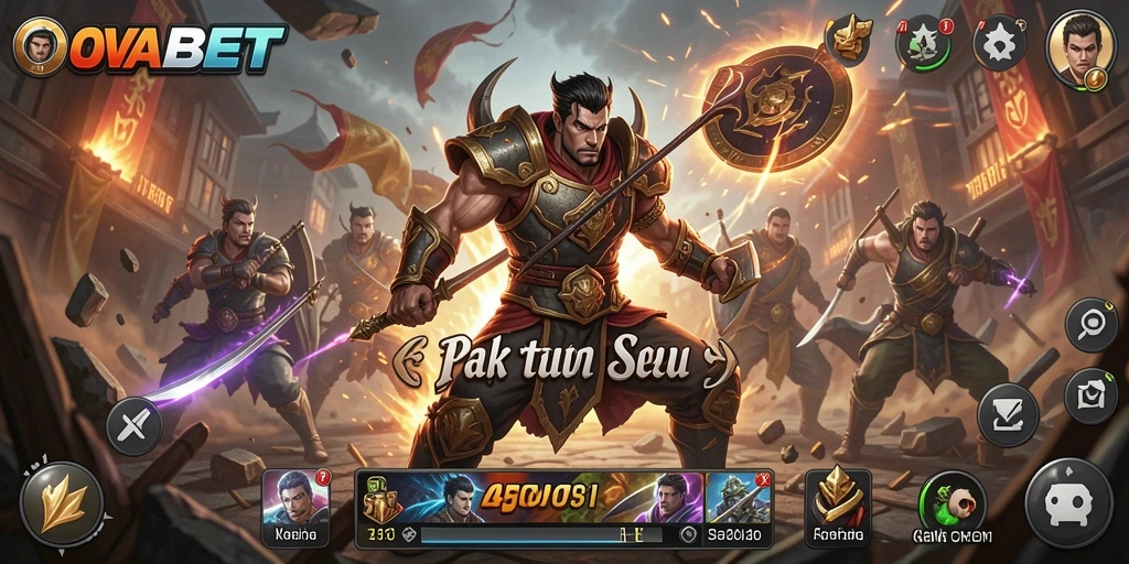 Tampilan aksi seru dalam game Fighting OVABET dengan banyak karakter unik.