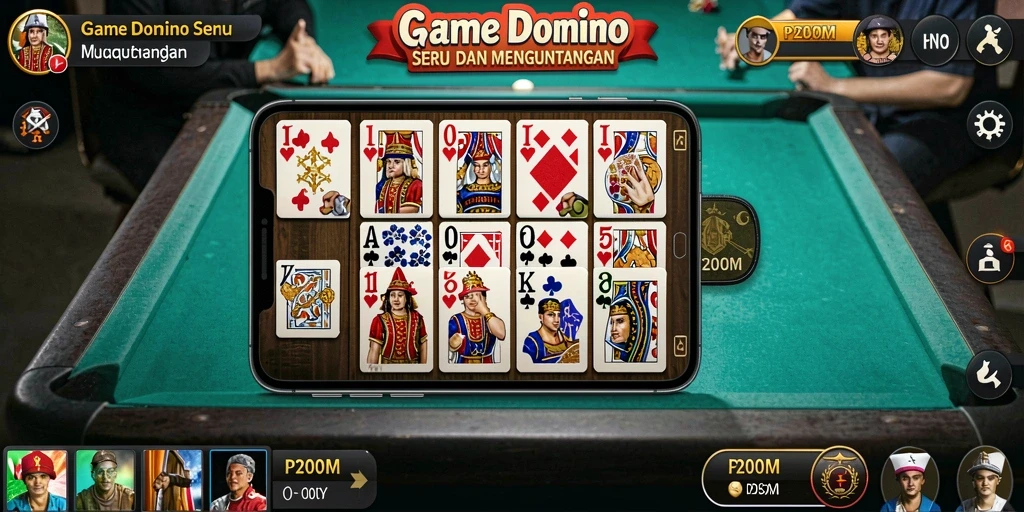 Tampilan gameplay P200M dengan aksi seru permainan Domino.