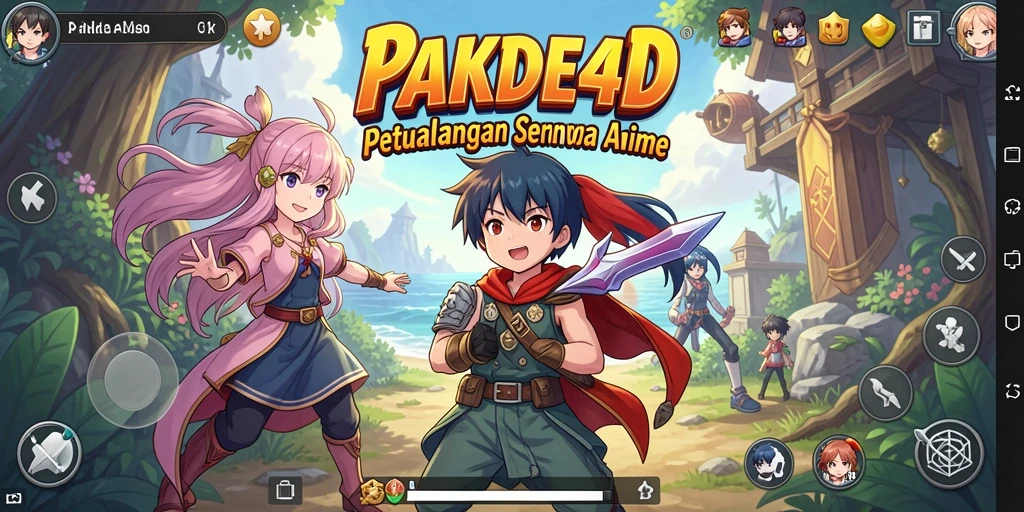 Tampilan gameplay PAKDE4D dengan karakter anime yang dinamis.