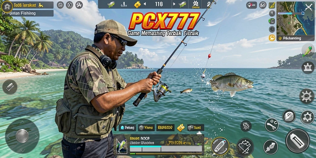 Tampilan gameplay <strong>PCX777</strong> yang menawan saat memancing.