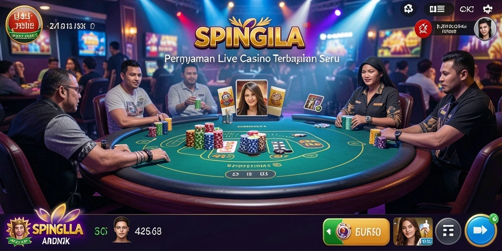 Tampilan gameplay Live Casino SPINGILA yang mendebarkan dan interaktif.