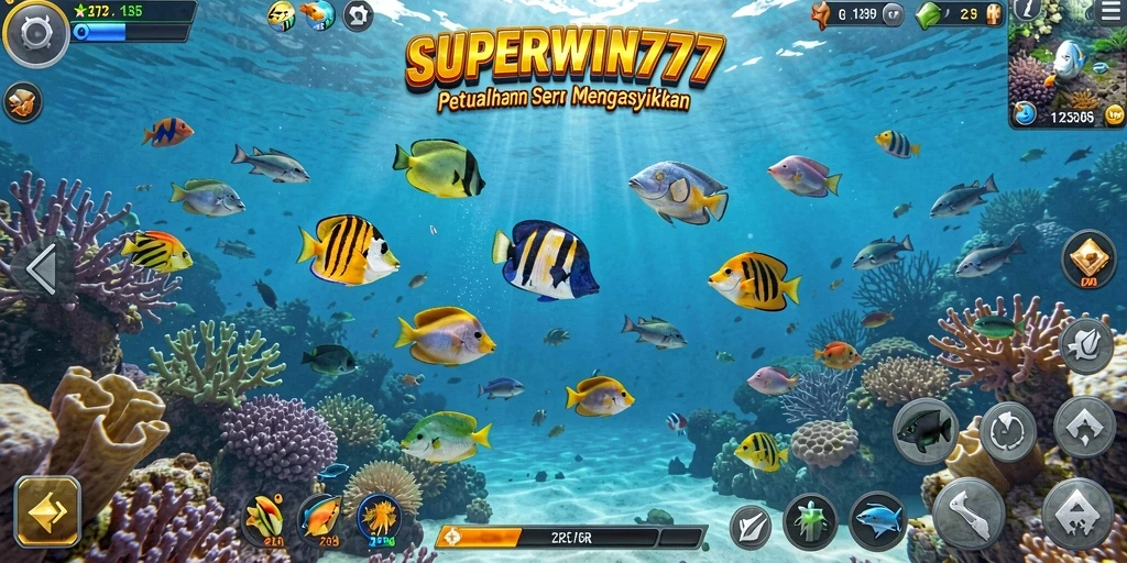 Screenshot SUPERWIN777 menampilkan gameplay tembak ikan yang seru.