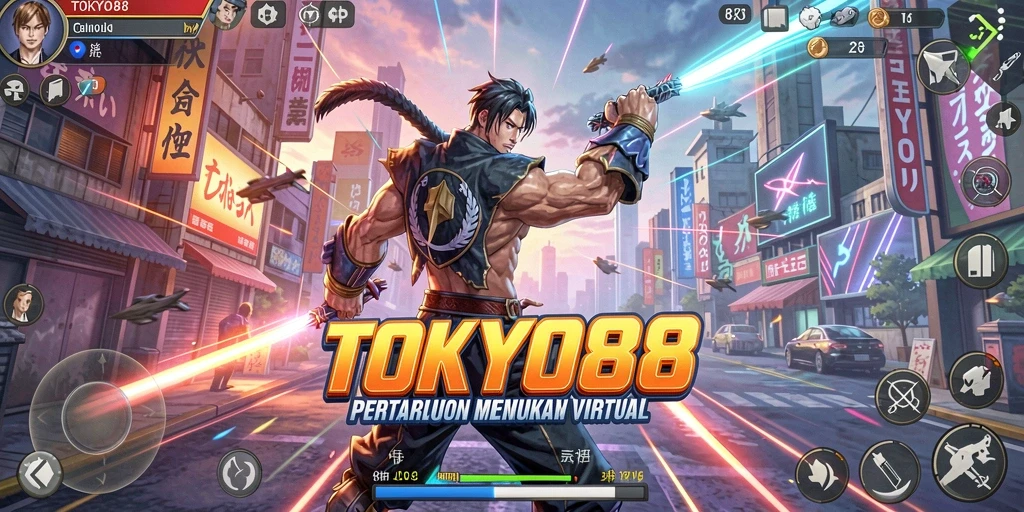 Screenshot gameplay TOKYO88 menunjukkan pertarungan epik antar karakter.