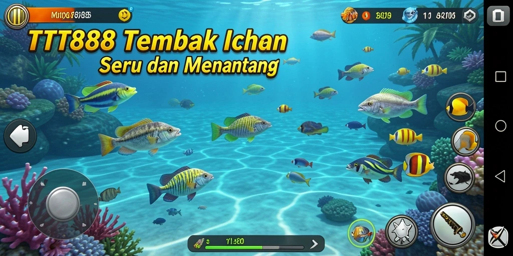 Screenshot utama TTT888 menampilkan gameplay menembak ikan yang seru.